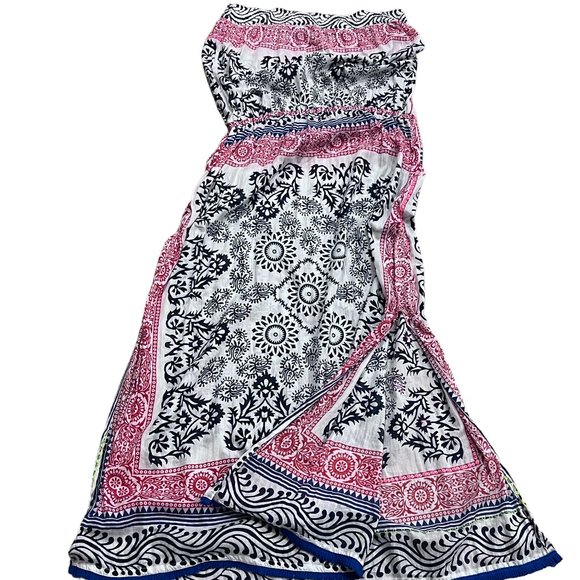 Kalypso 7 Sumba Strapless Dress Coverup, White Multi, Cotton, M - Picture 1 of 12